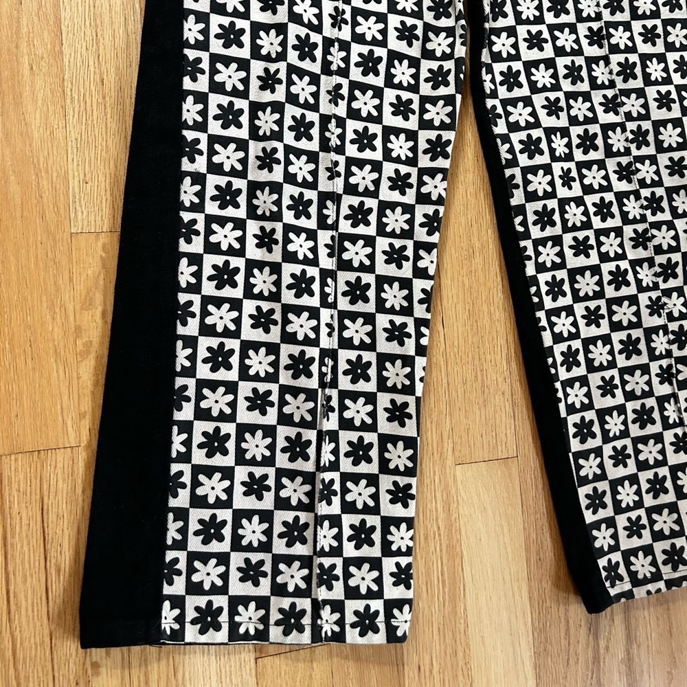 LISA SAYS GAH robyn wide leg high rise jeans black daisy check size 30 - Picture 6 of 13
